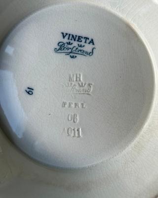 Rörstrand skål/fat Vineta, Perl/blå, tillverkningsår 1887-1925