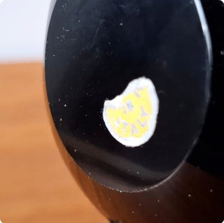 Murano-skål / konstglas av Archimede Seguso – svart opalglas med guld, 1960-tal