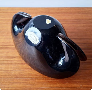 Murano-skål / konstglas av Archimede Seguso – svart opalglas med guld, 1960-tal