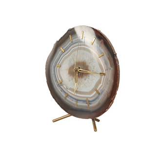 Table clock of agate geode and brass, 1970s